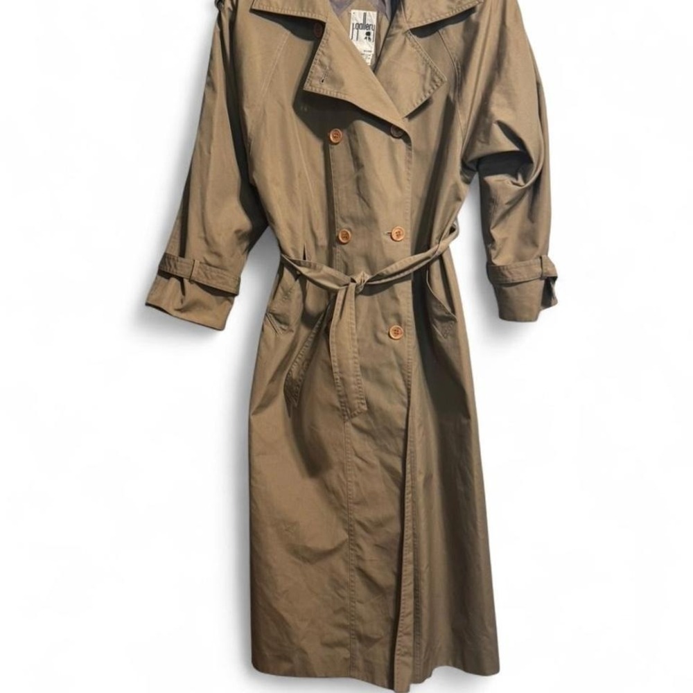 J. Gallery vintage double-breasted khaki trench coat size 7/8‎